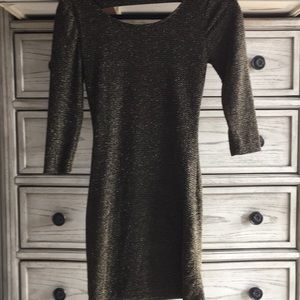 Green Gold cocktail dress open back